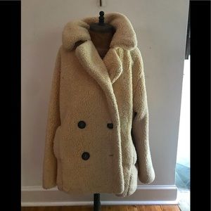 Teddy Bear Coat by Anthropologie. Cream color, double breasted.